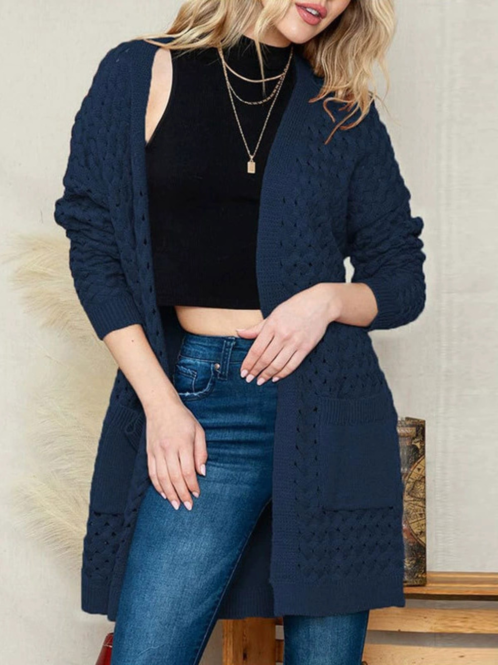 ZARA Women Oversized Knitted Cardigan Sweater Fall Winter Stylish Versatile